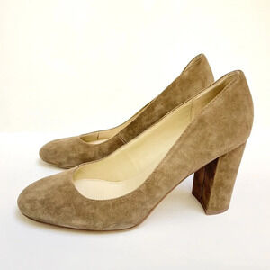 Marc Fisher Isabelle Suede Leather Block Heel Pump Shoes in Tan  Size 9.5